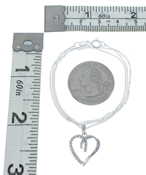 Cubic Zirconia Heart Pendant Silver 16" Italian Necklace JX128563